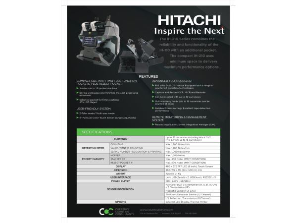 Máy Phân Loại Tiền ATM Hitachi iH-210 - Hình 6